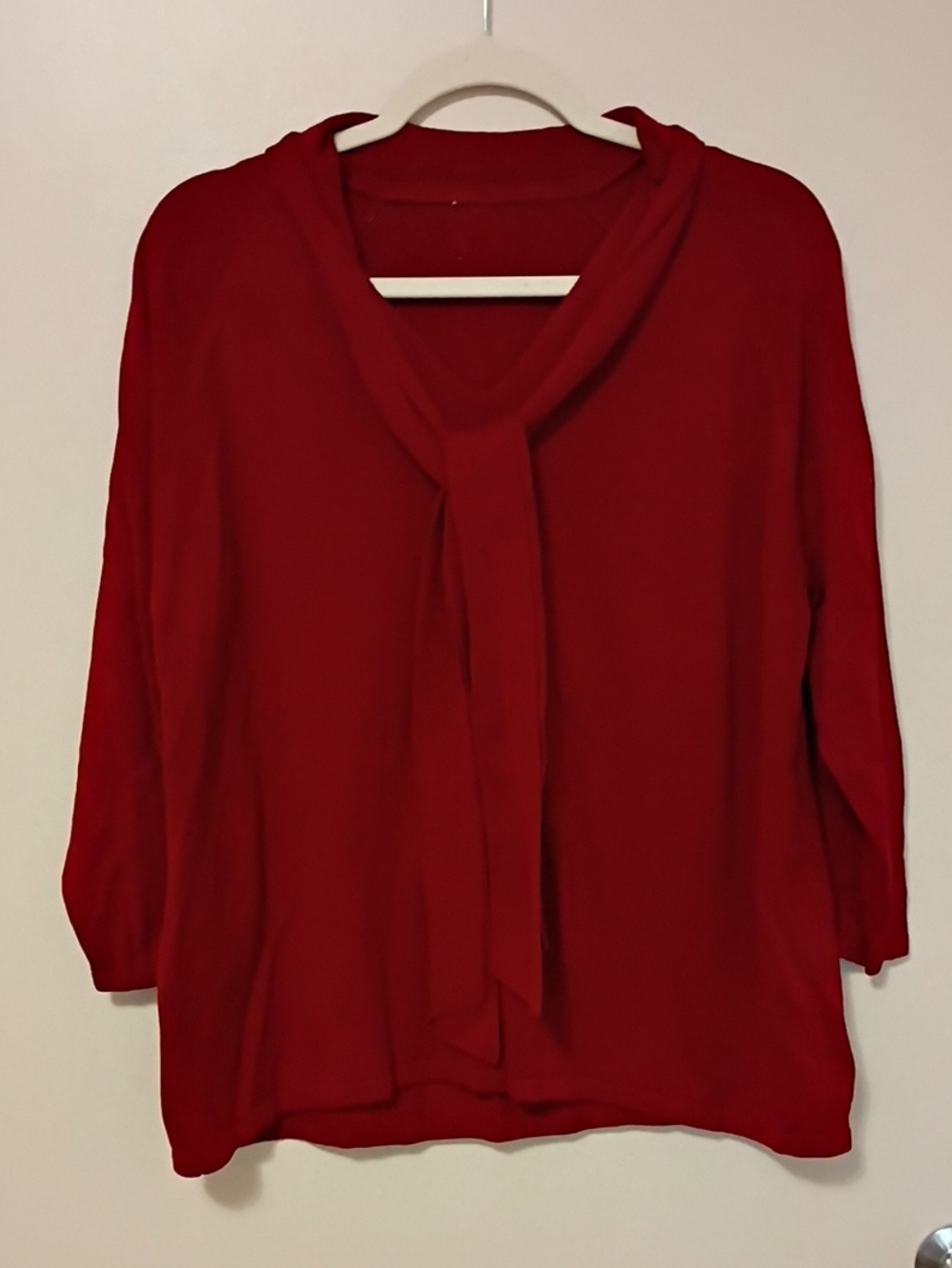 Red Tie-Neck Women's Top  1X